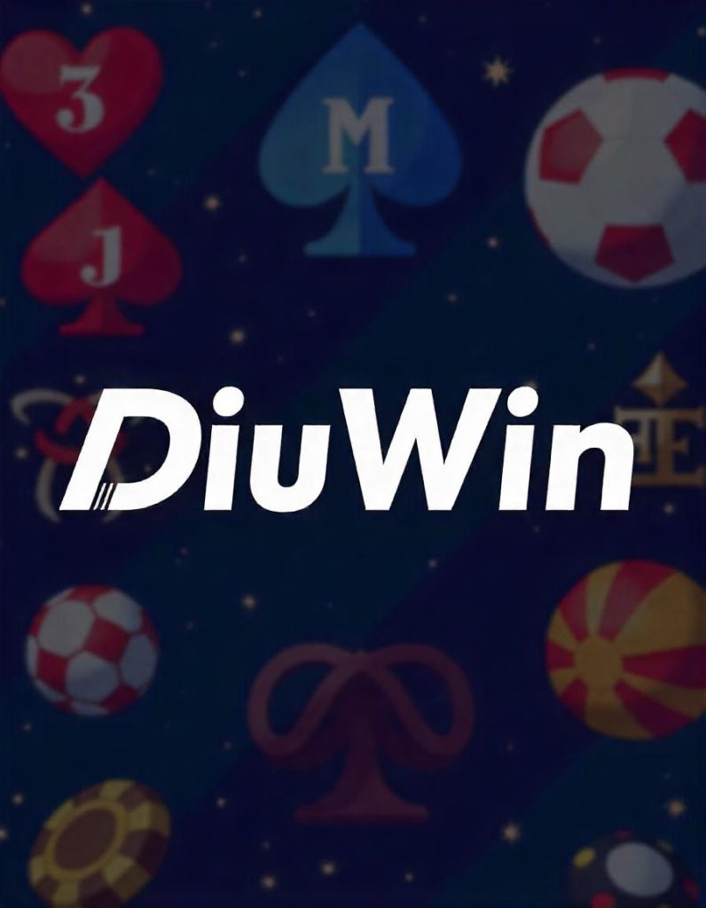 Diuwin Logo in Black background with casino elements